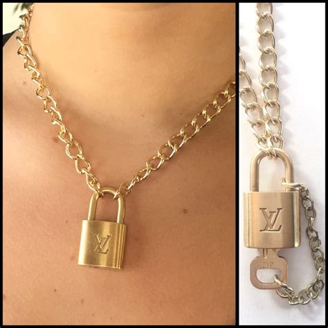 lv lock necklace etsy|padlock necklace louis vuitton.